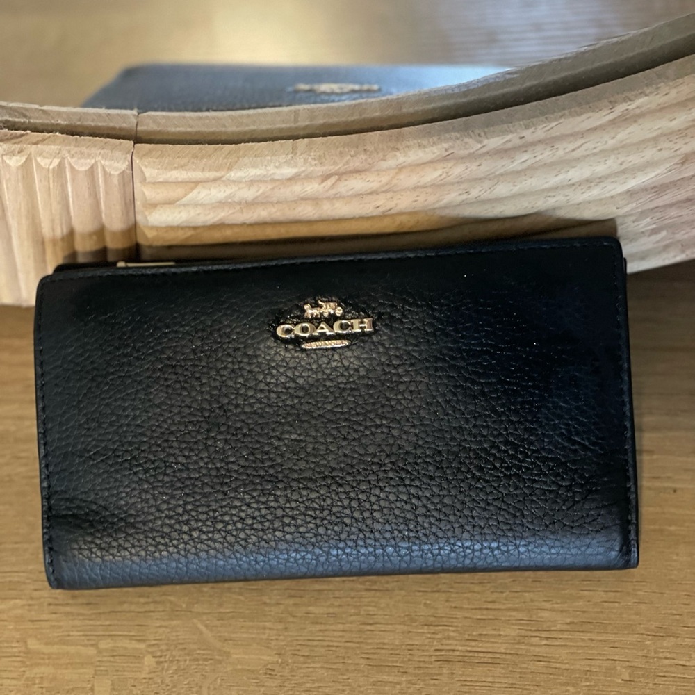 Coach Black Slim Zip Wallet